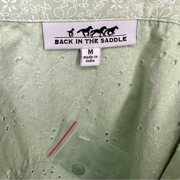 Western Back in the Saddle Mint Green Eyelet Shirt – Size M – 100% Cotton - Picture 12 of 14